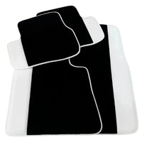 Black Floor Mats for Rolls Royce Cullinan 2018-2025 with White Leather | White Trim