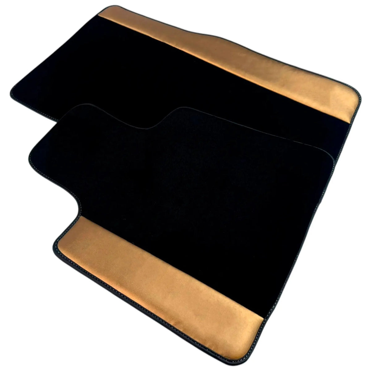 Black Floor Mats for Rolls Royce Dawn (2016-2023) with Golden Leather