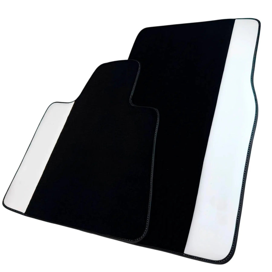 Black Floor Mats for Rolls Royce Dawn (2016-2023) with White Leather