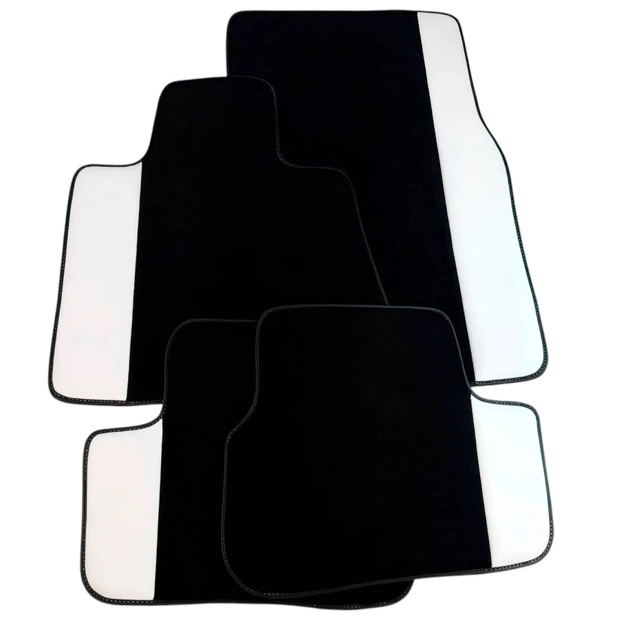 Black Floor Mats for Rolls Royce Dawn (2016-2023) with White Leather