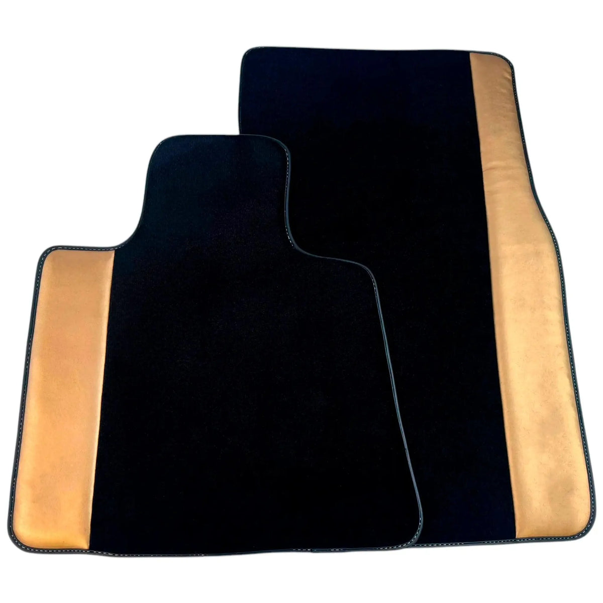 Black Floor Mats for Rolls Royce Phantom Sedan (2003-2016) with Golden Leather
