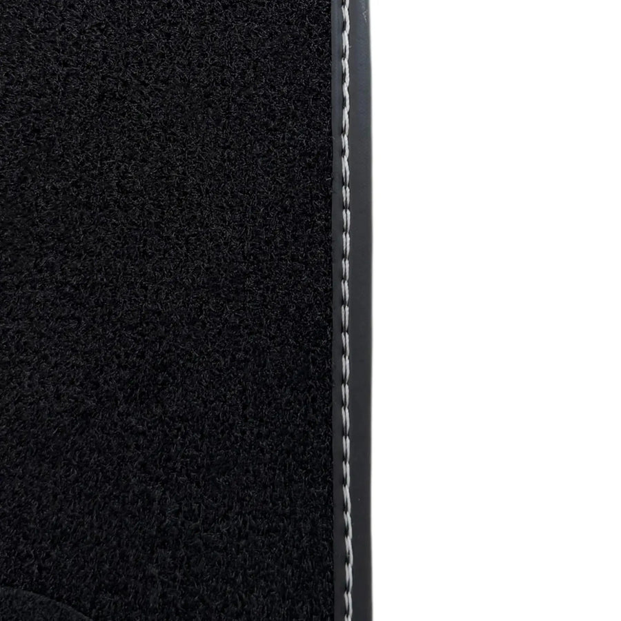 Black Floor Mats for Rolls Royce Phantom Sedan 2003-2016 with Gray Leather Borders