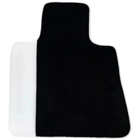 Black Floor Mats for Rolls Royce Phantom Sedan 2003-2016 with White Leather | White Trim