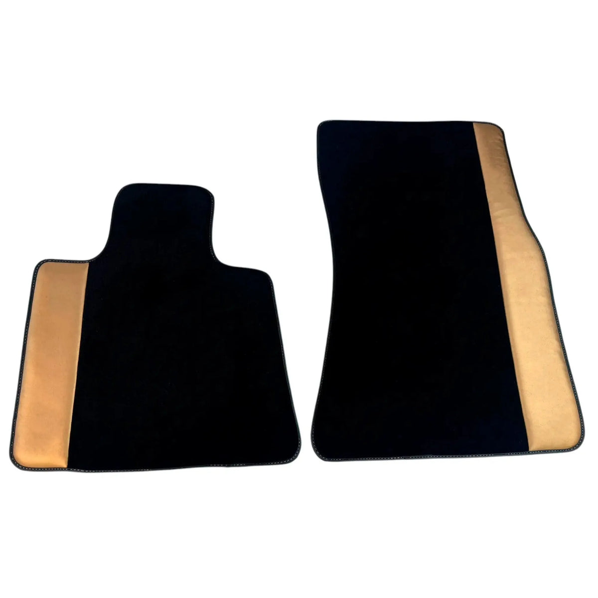 Black Floor Mats for Rolls Royce Phantom VIII (2017-2024) with Golden Leather