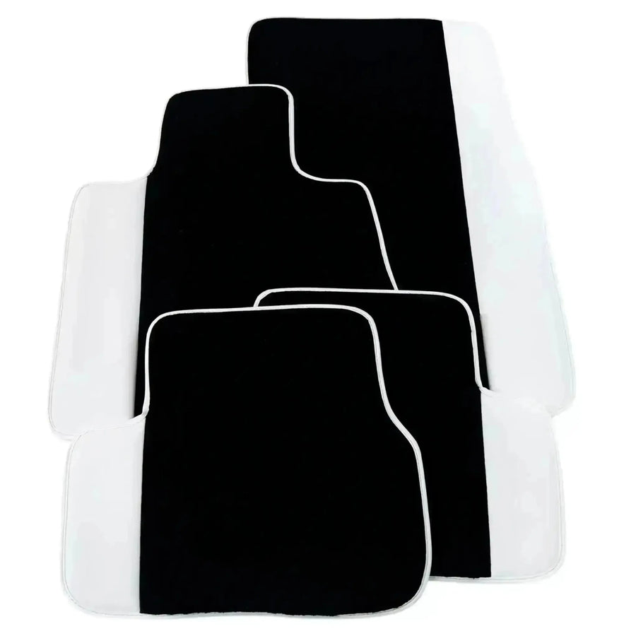 Black Floor Mats for Rolls Royce Phantom VIII 2017-2024 with White Leather | White Trim