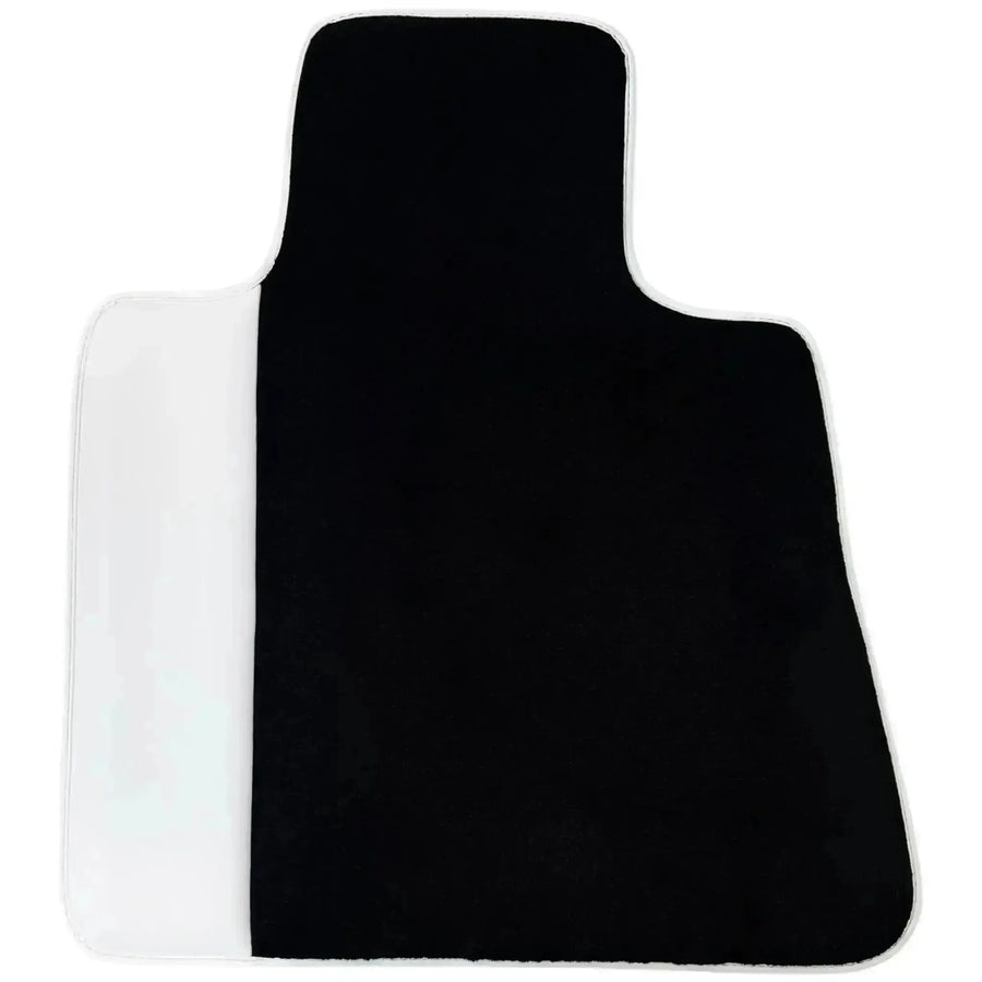 Black Floor Mats for Rolls Royce Phantom VIII 2017-2024 with White Leather | White Trim