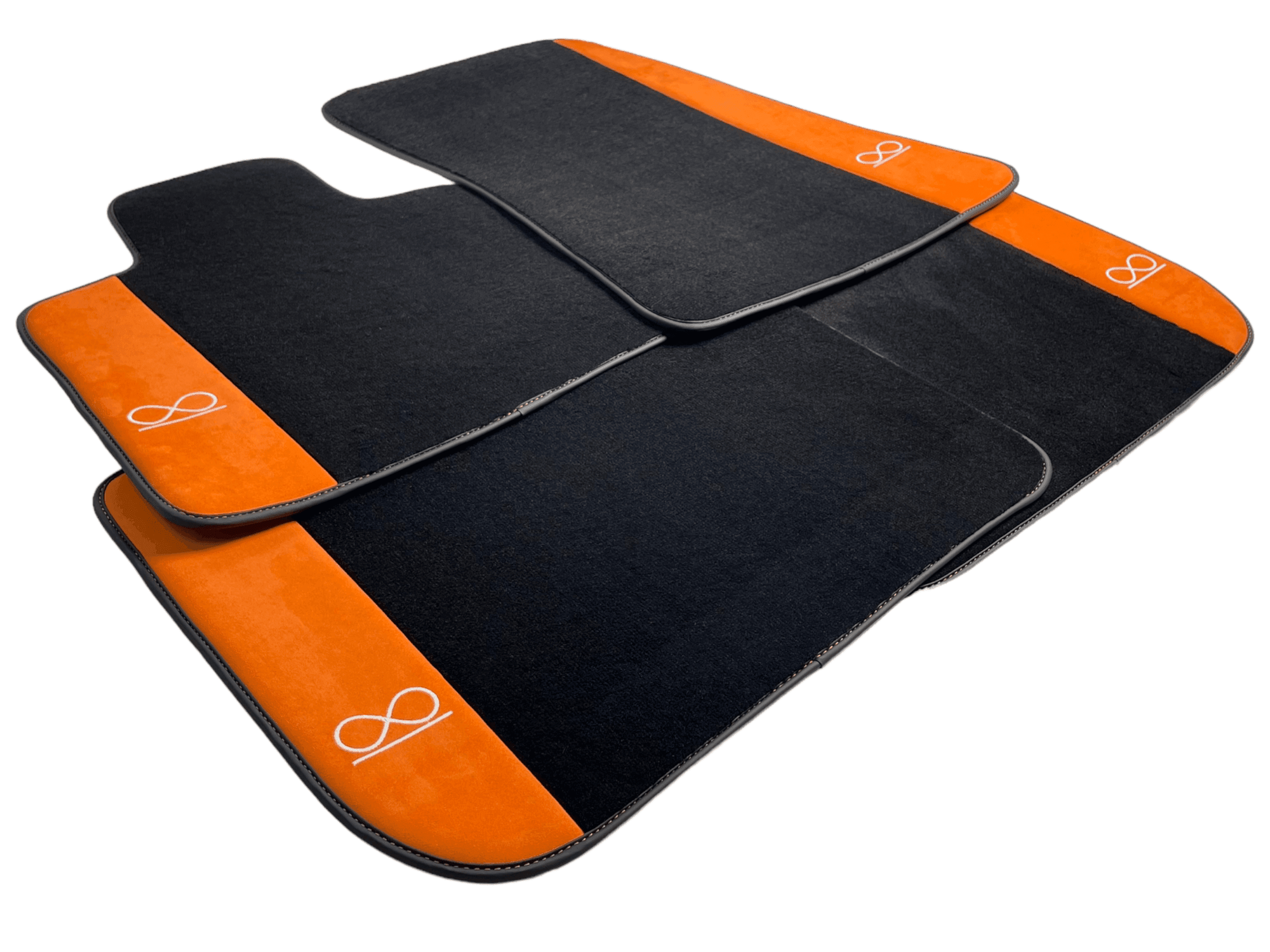 Black Floor Mats For Rolls Royce Spectre (2023-2024) Orange Alcantara Leather - AutoWin