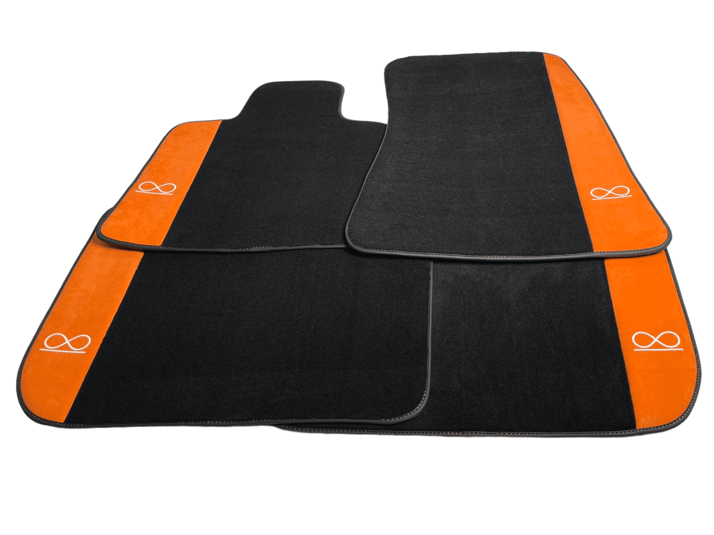 Black Floor Mats For Rolls Royce Spectre (2023-2024) Orange Alcantara Leather - AutoWin