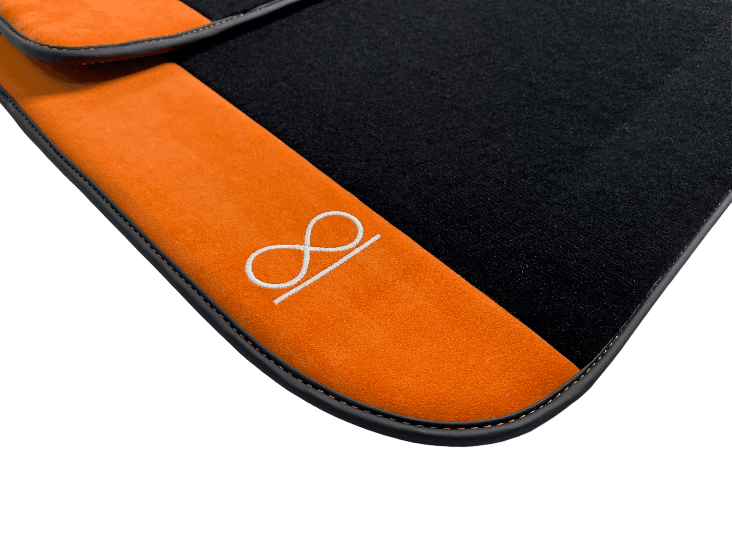 Black Floor Mats For Rolls Royce Spectre (2023-2024) Orange Alcantara Leather - AutoWin