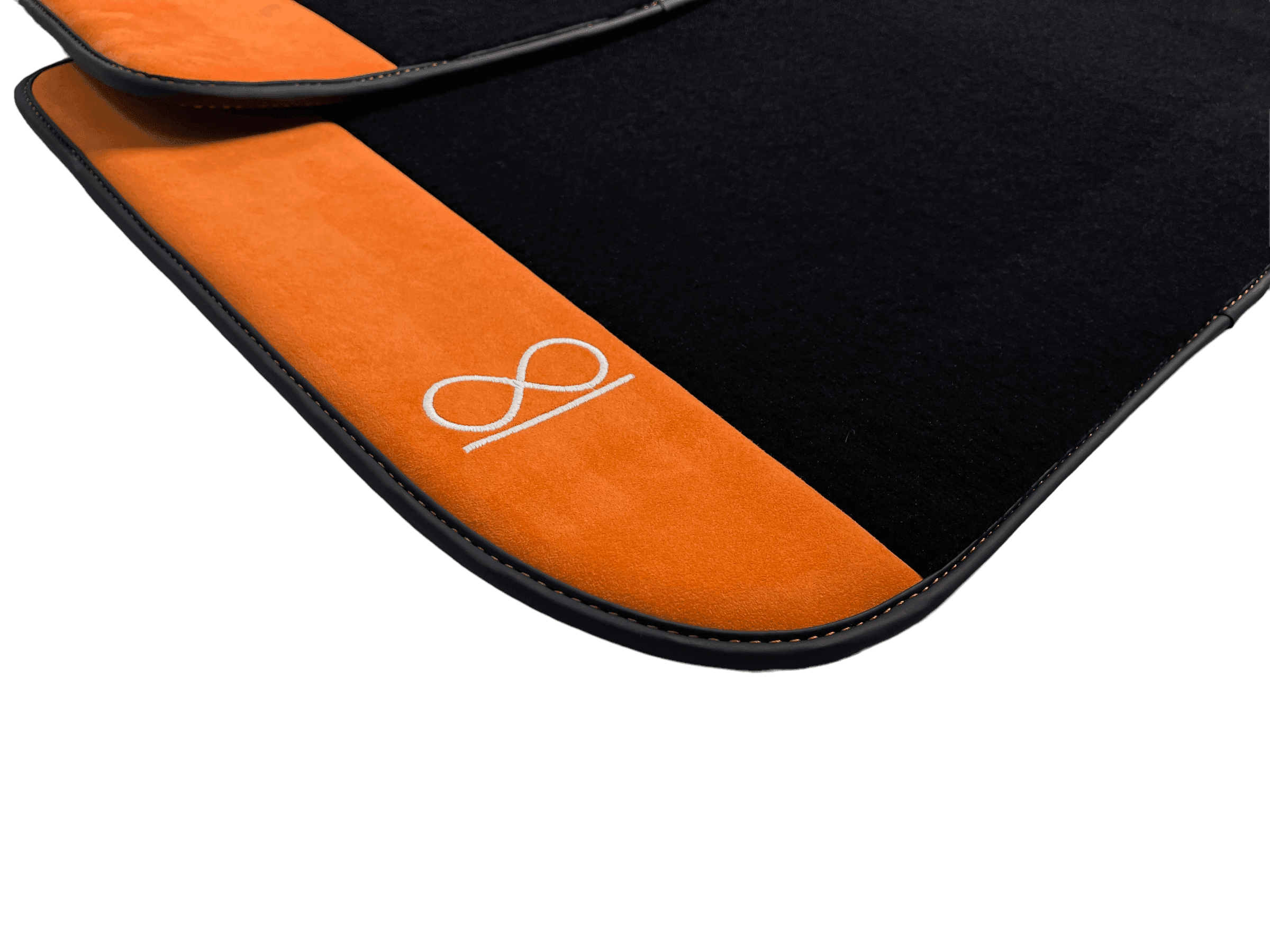 Black Floor Mats For Rolls Royce Spectre (2023-2024) Orange Alcantara Leather - AutoWin