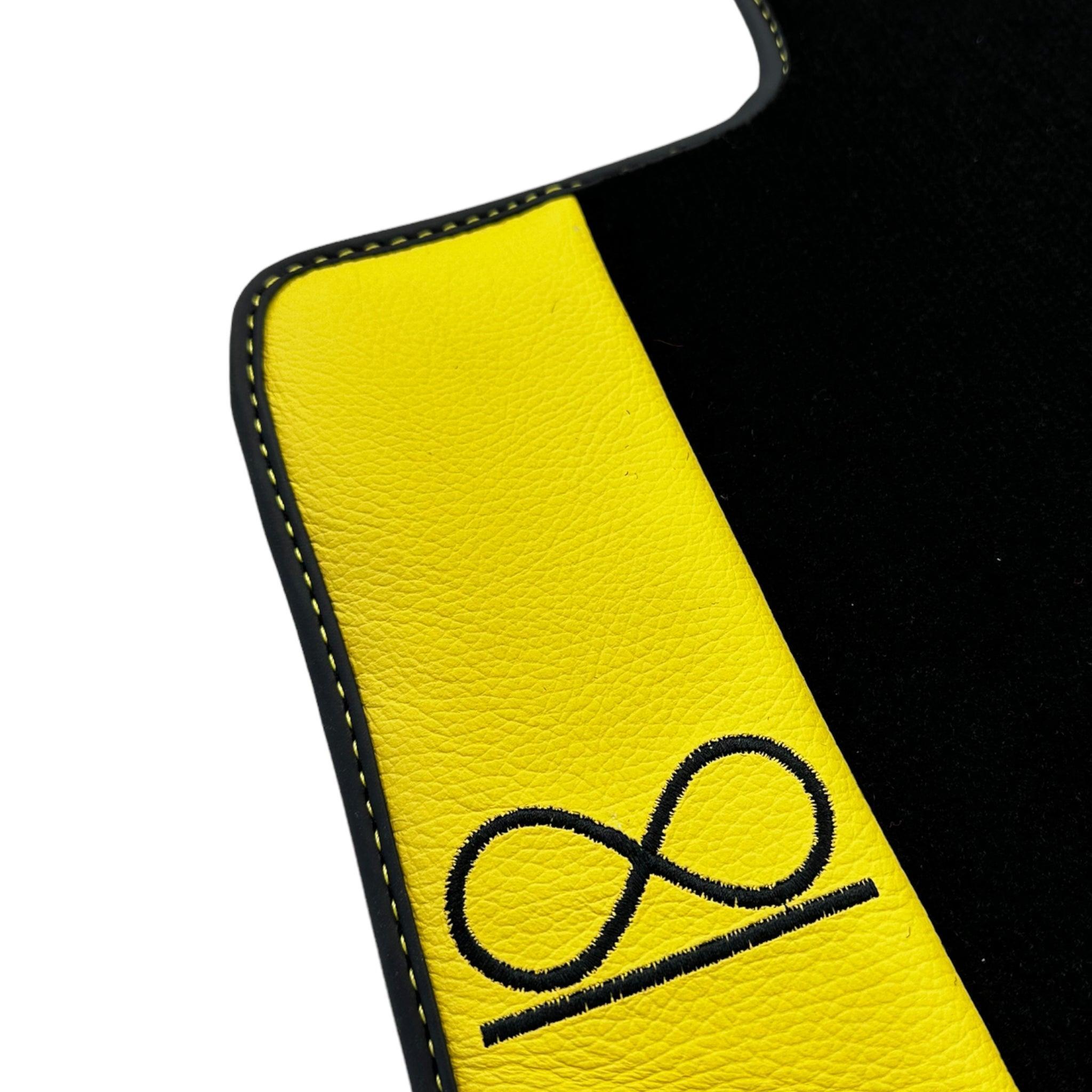 Black Floor Mats For Rolls Royce Spectre (2023-2024) Yellow Leather - AutoWin