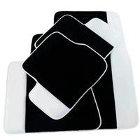 Black Floor Mats for Rolls Royce Wraith (2013-2023) with White Leather | White Trim