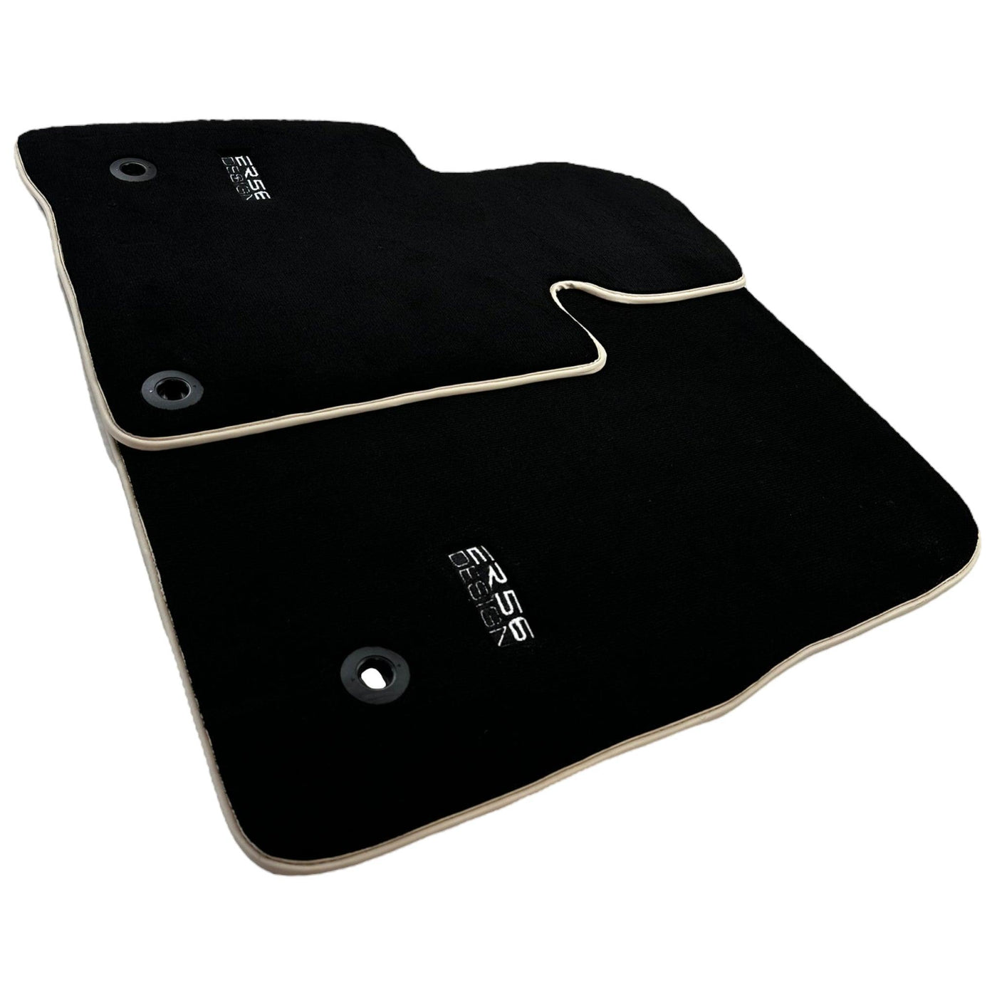 Black Floor Mats For Toyota Land Cruiser 150 (2009-2022) Beige Trim | ER56 Design - AutoWin