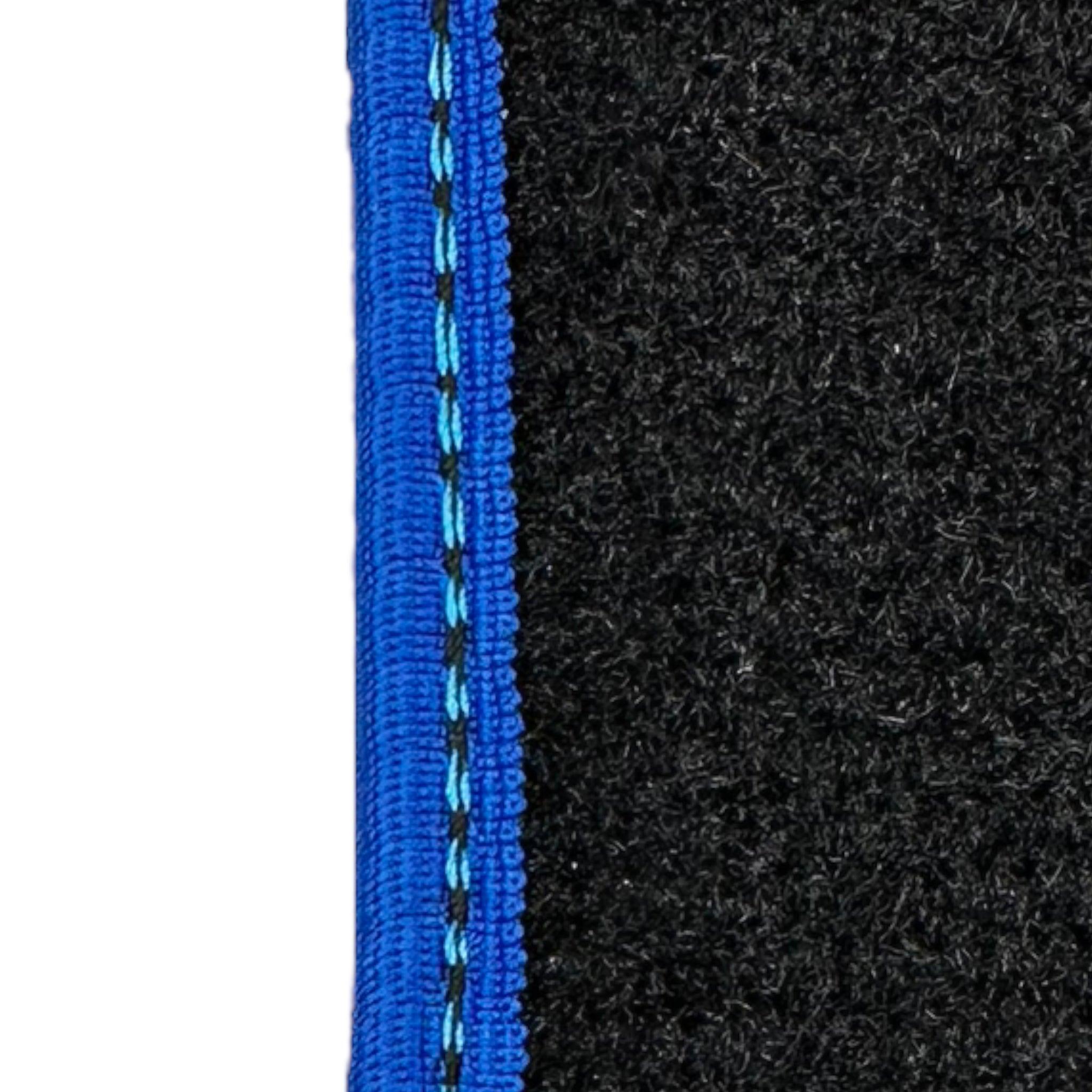 Black Floor Mats with Blue Trim for Pontiac FireBird (1970-1981) with Trans Am Logo - AutoWin