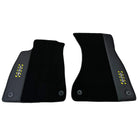 Black Floor Mats with Leather for Audi A4 - B9 Sedan (2019-2023) - Fighter Jet Edition - AutoWin