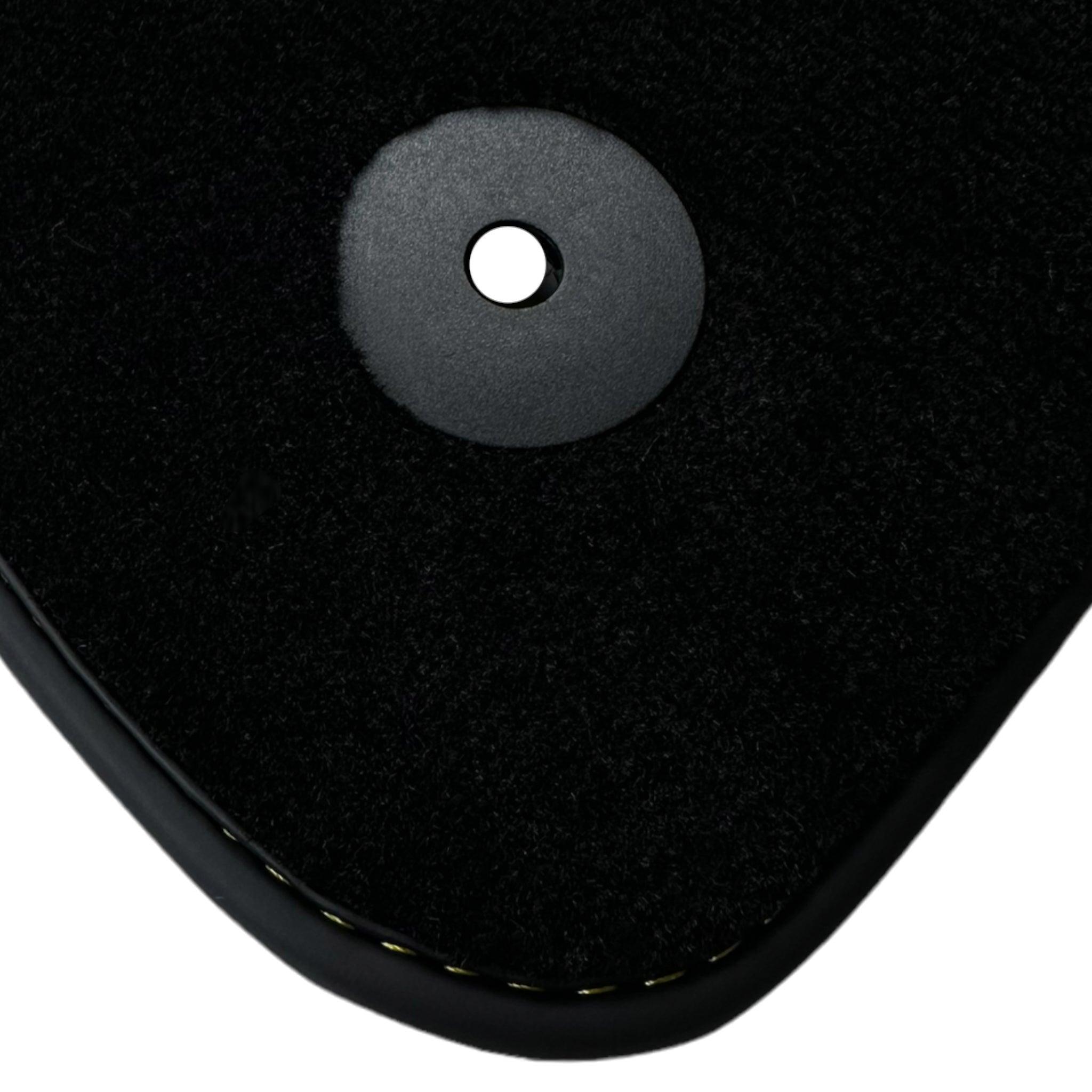 Black Floor Mats with Leather for Audi A4 - B9 Sedan (2019-2023) - Fighter Jet Edition - AutoWin