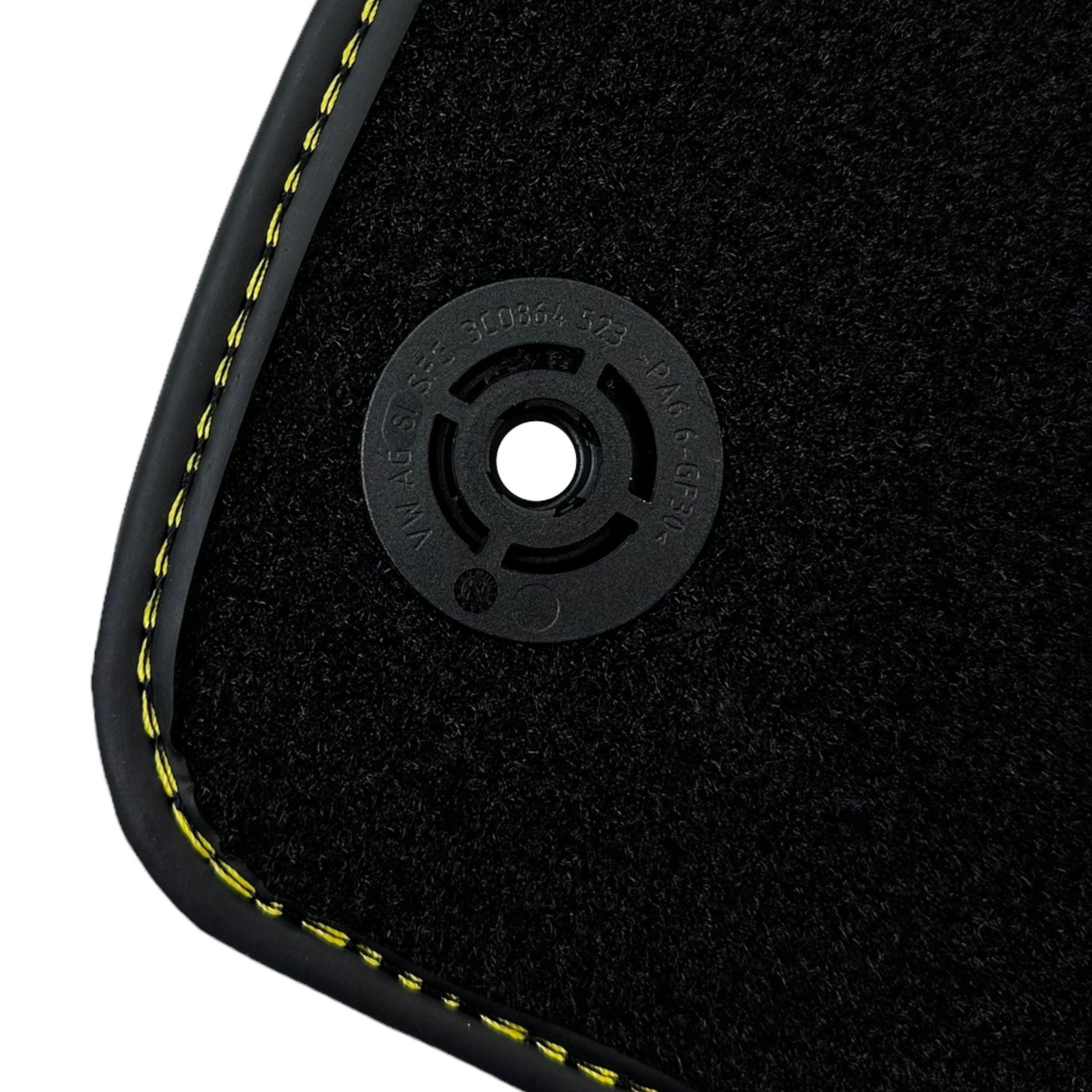 Black Floor Mats with Leather for Audi A4 - B9 Sedan (2019-2023) - Fighter Jet Edition - AutoWin