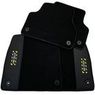 Black Floor Mats with Leather for Audi A4 - B9 Sedan (2019-2023) - Fighter Jet Edition - AutoWin