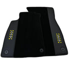 Black Floor Mats with Leather for Audi A4 - B9 Sedan (2019-2023) - Fighter Jet Edition - AutoWin