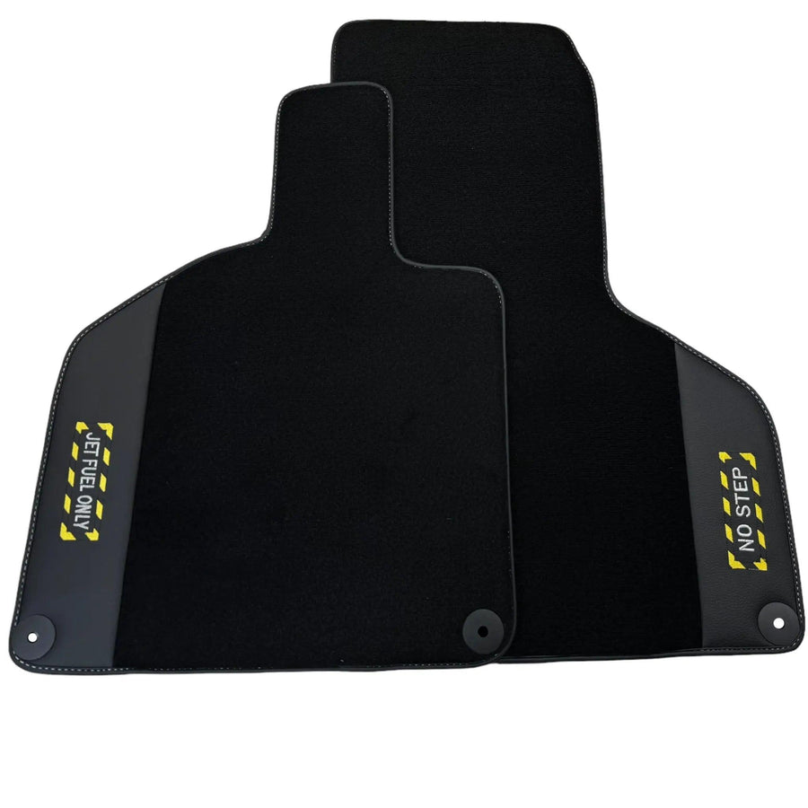 Black Floor Mats with Leather for Lamborghini Huracan (2014-2023) - Fighter Jet Edition - AutoWin