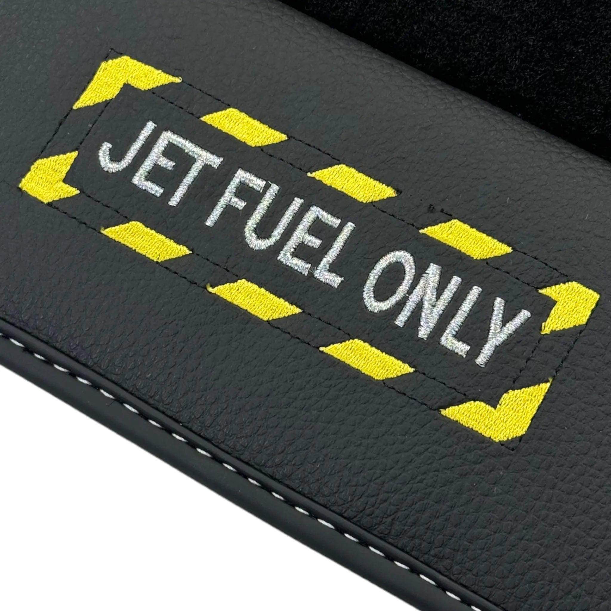 Black Floor Mats with Leather for Lamborghini Huracan (2014-2023) - Fighter Jet Edition - AutoWin
