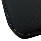 Black Floor Mats with Leather for Mercedes Benz E-Class W213 Sedan (2016-2020) - "Jet Fuel Only" - AutoWin