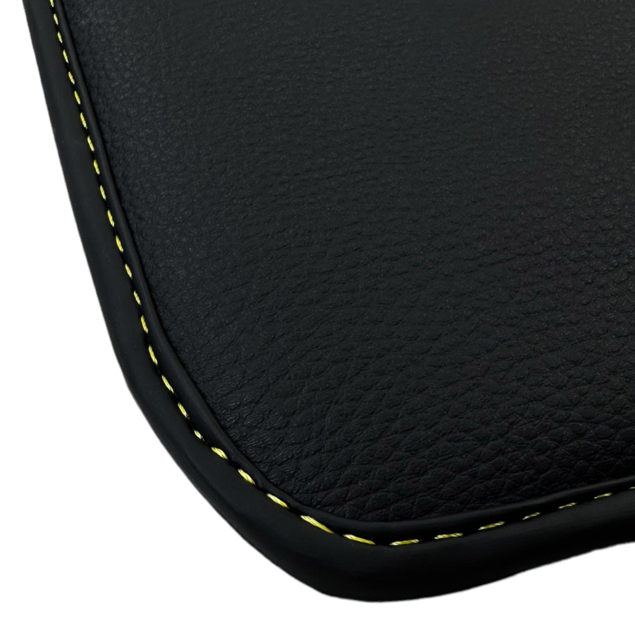 Black Floor Mats with Leather for Mercedes Benz E-Class W213 Sedan (2016-2020) - "Jet Fuel Only" - AutoWin