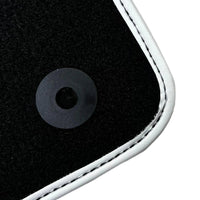 Black Floor Mats with White Trim For Ford Mustang V (2004-2010) With Pony - AutoWin