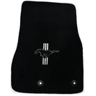 Black Floor Mats with White Trim for Ford Mustang V FL (2011-2014) With Pony - AutoWin
