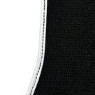 Black Floor Mats with White Trim For Ford Mustang VI (2015-2023) With Pony - AutoWin