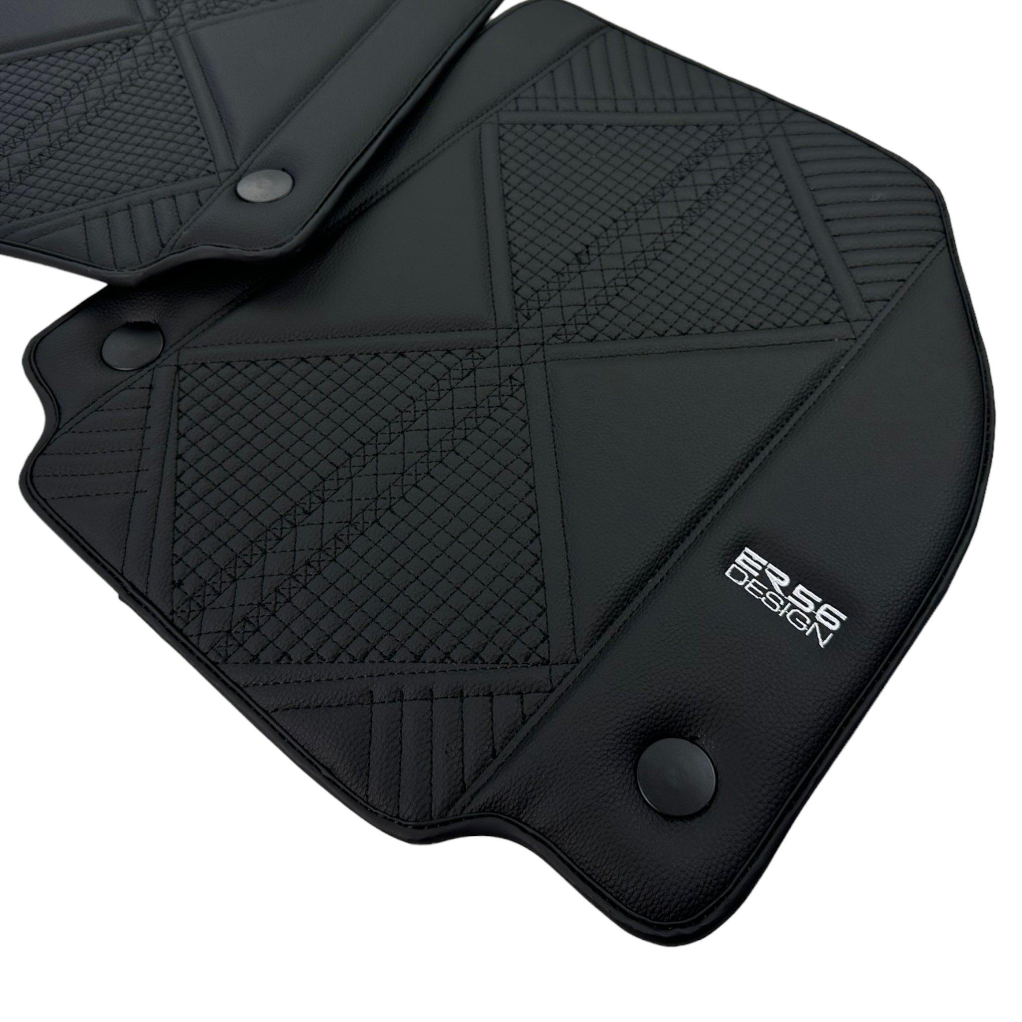 Black Leather Floor Mats For Ferrari 458 GT2 (2012-2015) ER56 Design - AutoWin