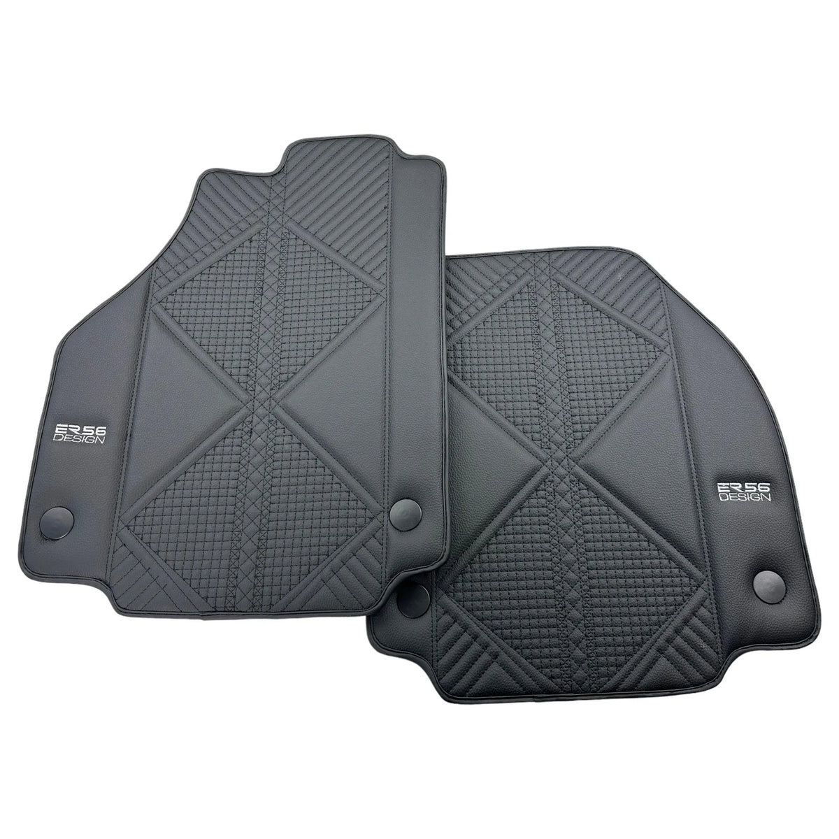 Black Leather Floor Mats For Ferrari 488 GTB (2016-2022) ER56 Design - AutoWin