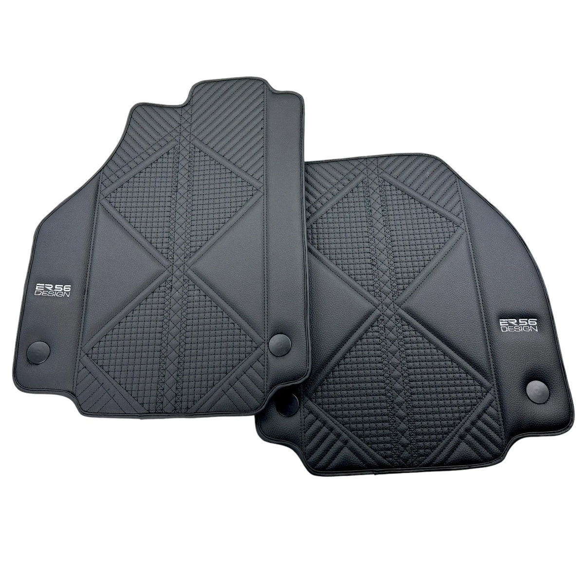 Black Leather Floor Mats For Ferrari 488 GTB (2016-2022) ER56 Design - AutoWin