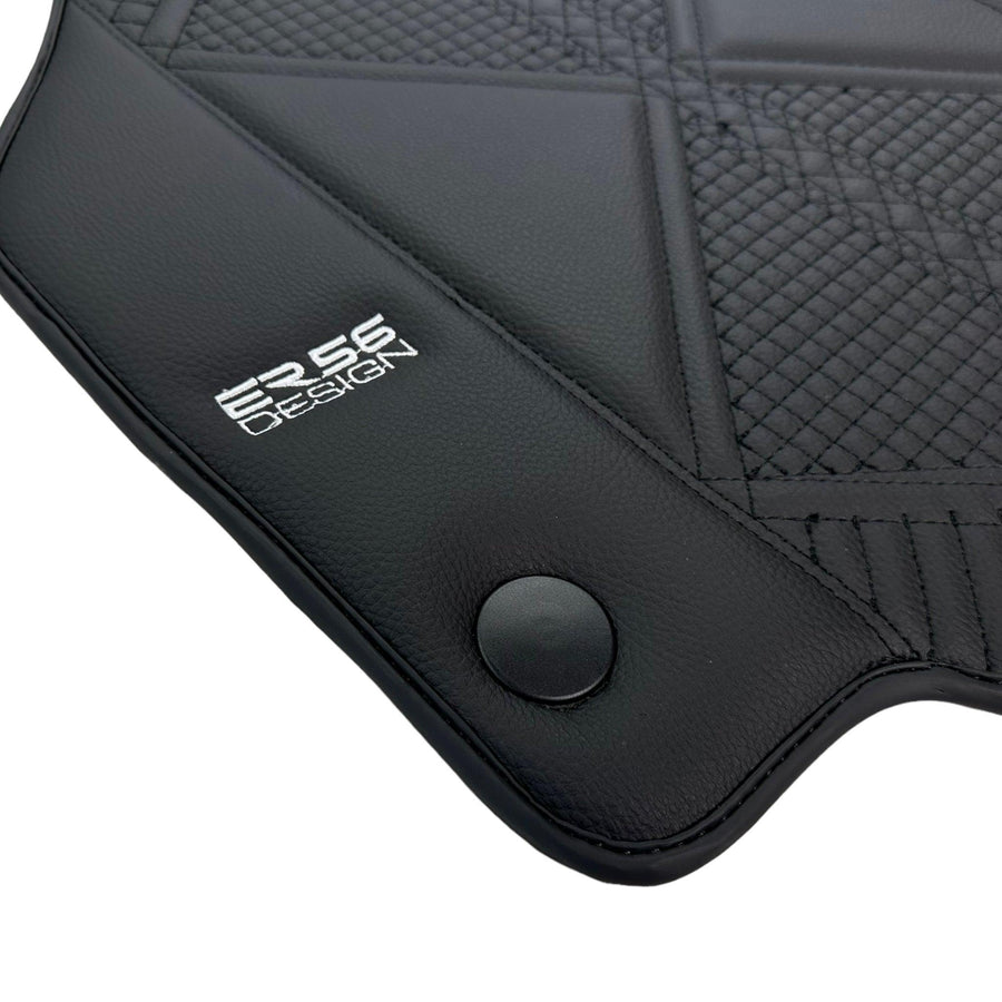 Black Leather Floor Mats For Ferrari 488 Spider (2016-2022) ER56 Design - AutoWin