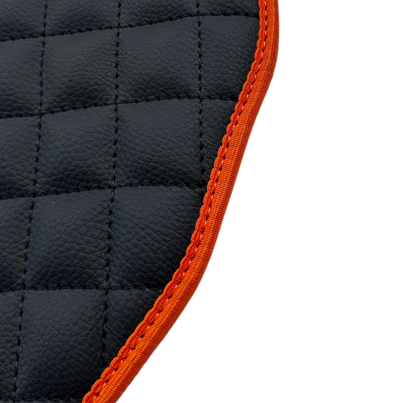Black Leather Floor Mats For Lamborghini Aventador with Orange Trim - AutoWin