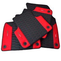 Black Leather Floor Mats For Lamborghini Urus S With Red Nappa Leather - AutoWin