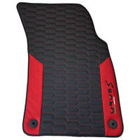 Black Leather Floor Mats For Lamborghini Urus S With Red Nappa Leather - AutoWin
