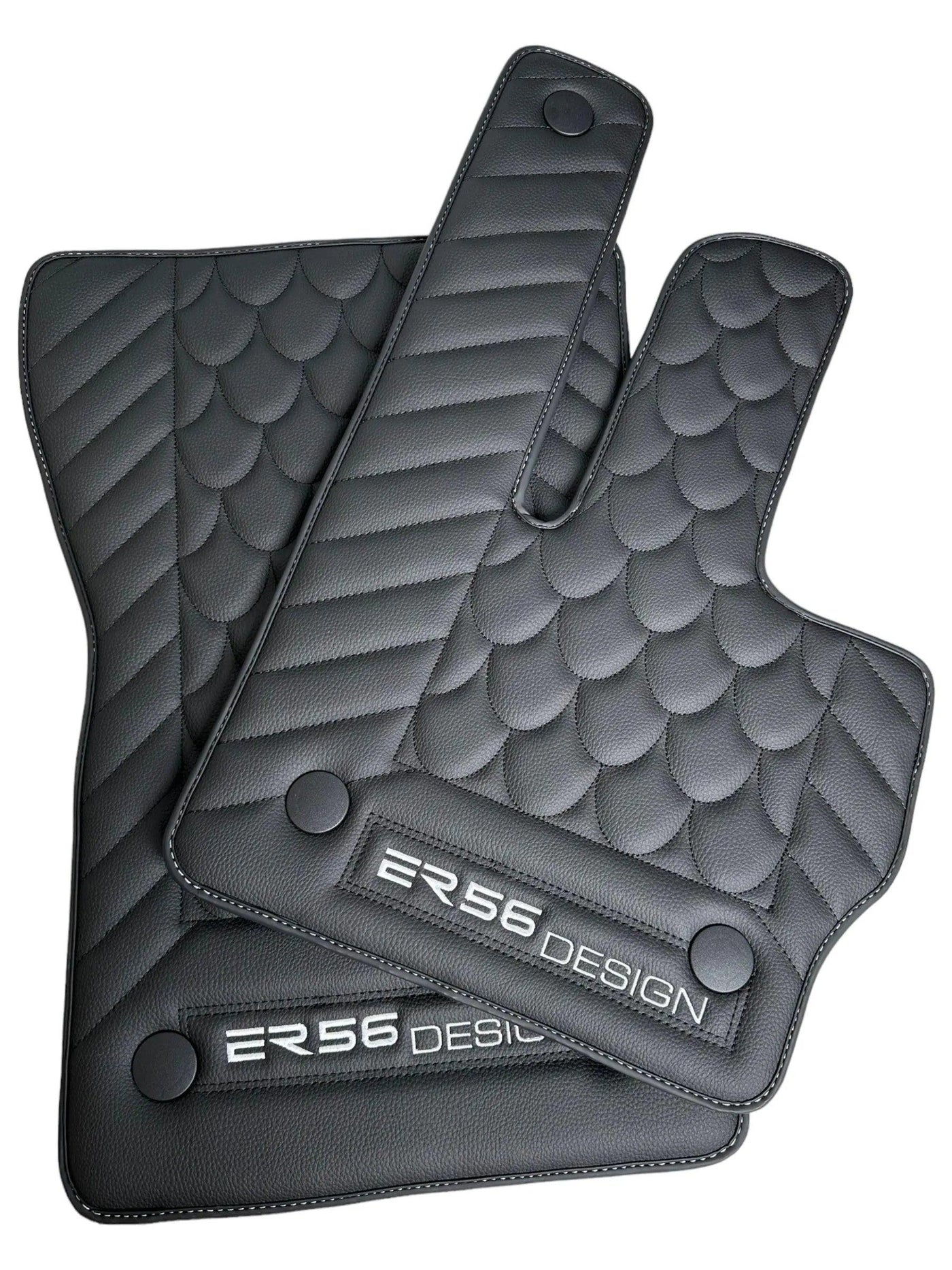 Black Leather Floor Mats For Mercedes-Benz G Class W463 (2008-2018) ER56 Design - AutoWin