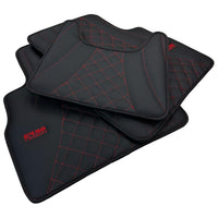 Black Leather Floor Mats for Mercedes-Benz G Class W463 2019-2022 ER56 Design - AutoWin