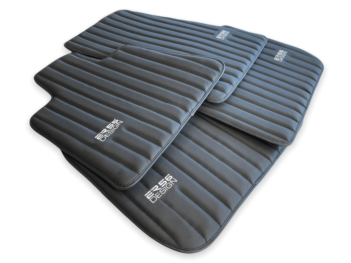 Black Leather Floor Mats for Rolls Royce Phantom VIII (2017-2024) ER56 Design Brand - AutoWin