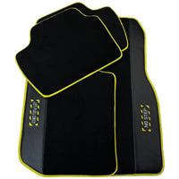 Black Mats For BMW 1 Series E88 Convertible | Fighter Jet Edition | Yellow Trim - AutoWin