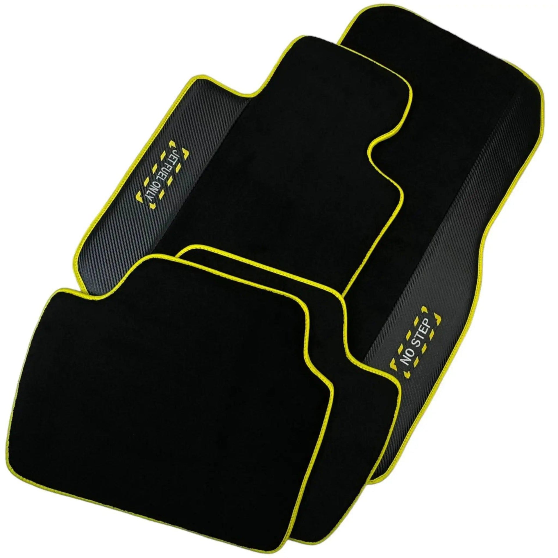 Black Mats For BMW 3 Series G21 5-door Wagon | Fighter Jet Edition | Yellow Trim - AutoWin