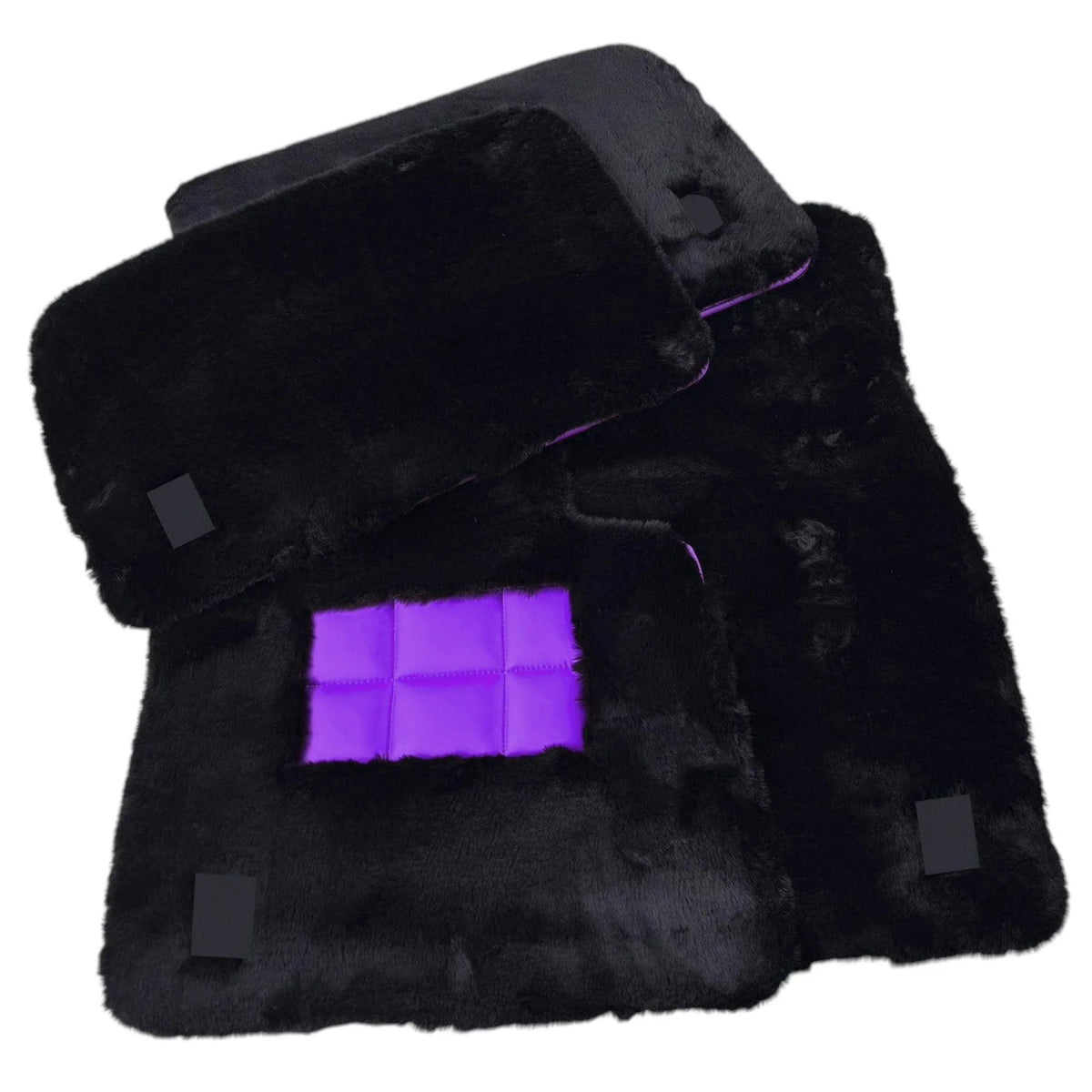 Black Sheepskin Floor Mats for Rolls Royce Cullinan (2018-2025) Various Leather Colors