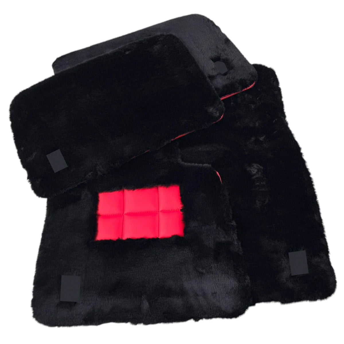 Black Sheepskin Floor Mats for Rolls Royce Dawn (2016-2023) Various Leather Colors