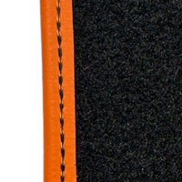 Black Sheepskin Floor Mats for Rolls-Royce Ghost Series II (2021-2024) I Orange Leather Trim - AutoWin