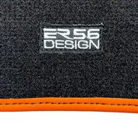 Black Sheepskin Floor Mats for Rolls-Royce Ghost Series II (2021-2024) I Orange Leather Trim - AutoWin