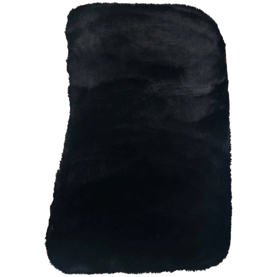 Black Sheepskin Floor Mats for Rolls-Royce Ghost Series II (2021-2024) I Orange Leather Trim - AutoWin