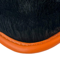 Black Sheepskin Floor Mats for Rolls-Royce Phantom VIII (2017-2024) Orange Leather Trim - AutoWin