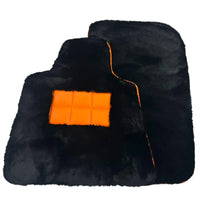 Black Sheepskin Floor Mats for Rolls-Royce Phantom VIII (2017-2024) Orange Leather Trim - AutoWin