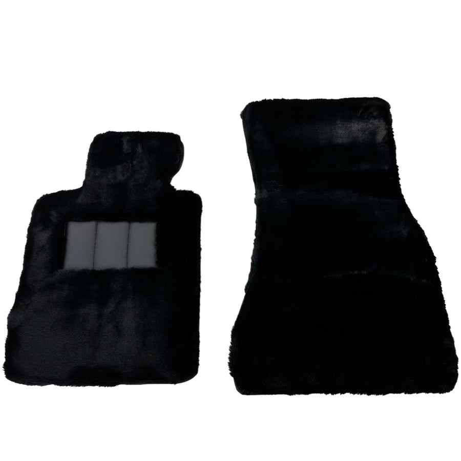 Black Sheepskin Floor Mats for Rolls-Royce Shadow (1965-1977) No Steps Edition - AutoWin